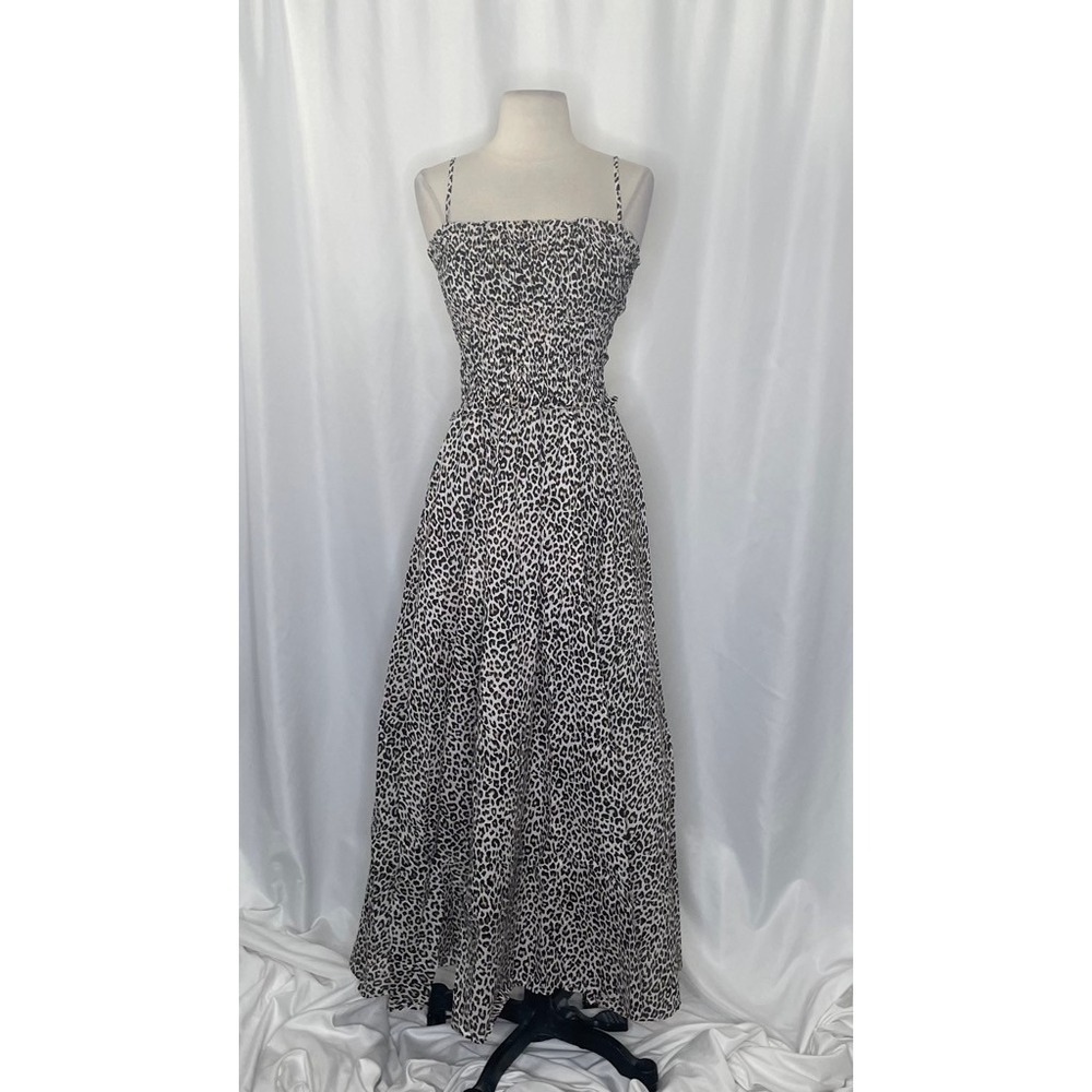 NWT!! J. CREW Smocked Maxi Dress Leopard Print Animal Ruffled Cotton Voile Small - Picture 3 of 15
